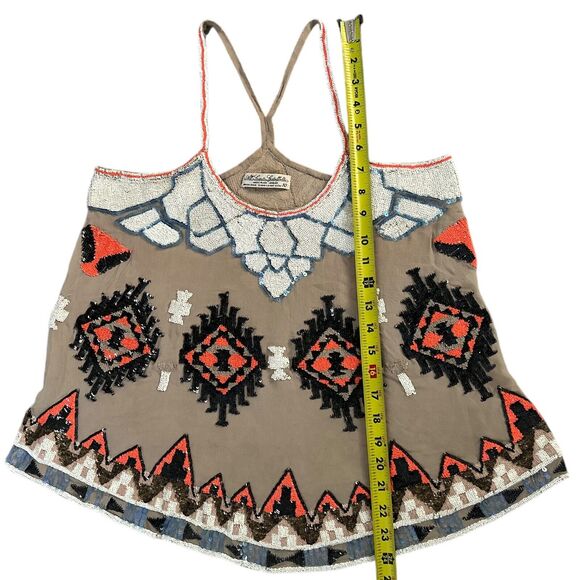 AllSaint Spitalfields Sequin Beaded Western Artsy Aztec Tank Top Women Size 10 - Picture 7 of 11